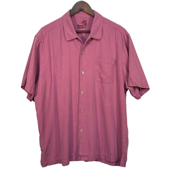 Tommy Bahama Silk Casual Button-Up‎ Shirt Men Size XL Pink Pocket Collared - Picture 1 of 11